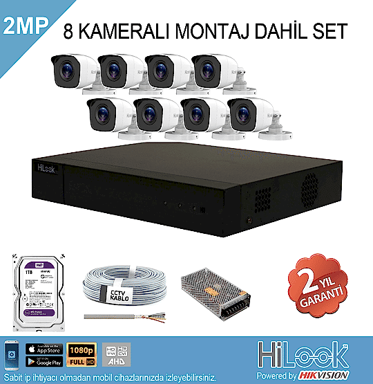 Hi-Look 8 Kameralı Montaj Dahil Set