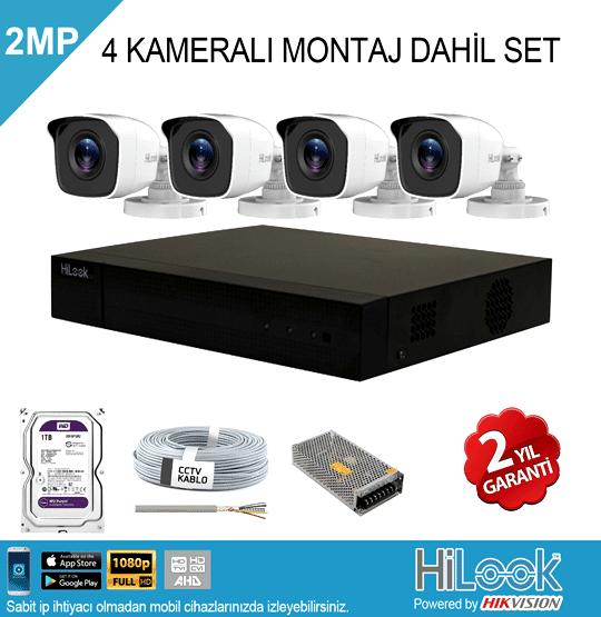 Hi-Look 4 Kameralı Montaj Dahil Set